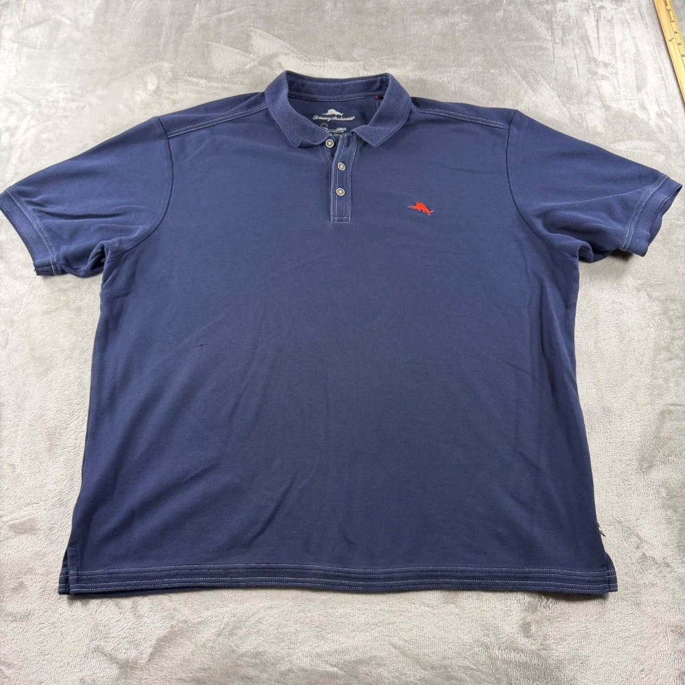 TOMMY BAHAMA Emfielder Polo Shirt 2XL Navy Marlin Log Pima Cotton